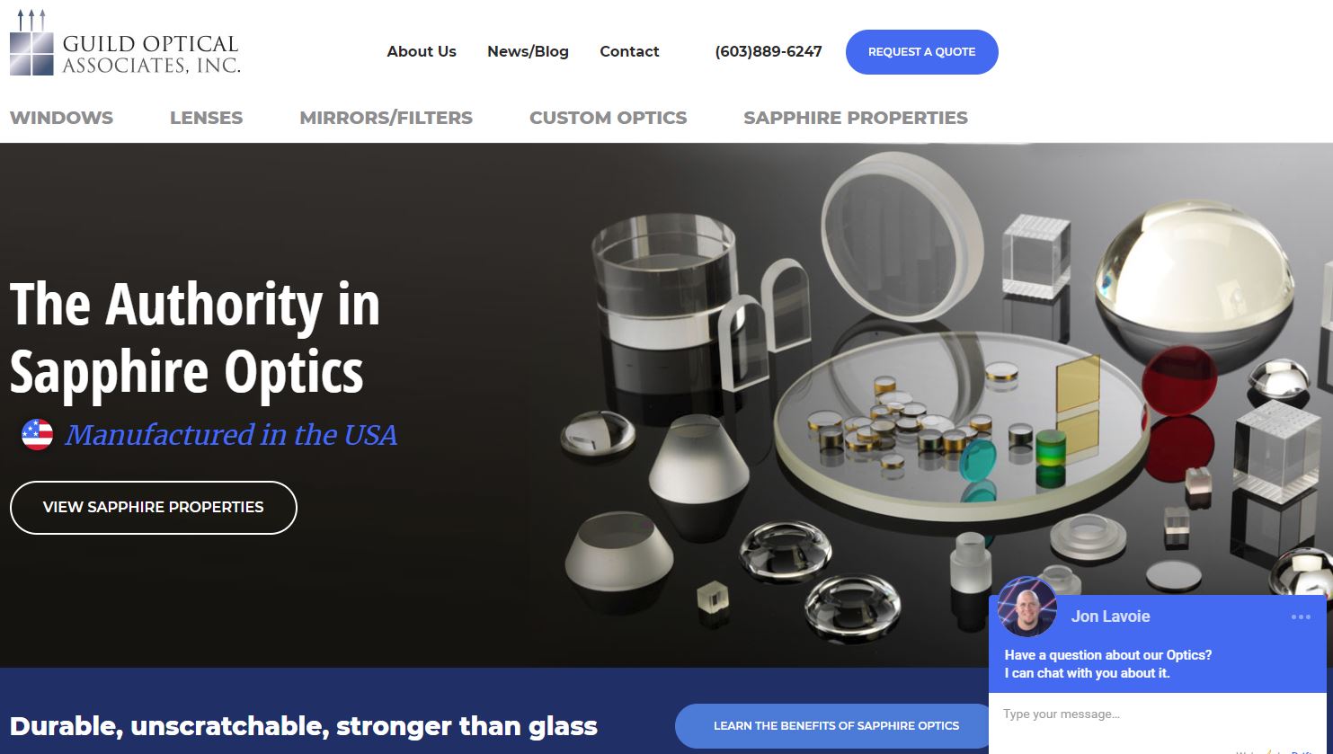 Guild Optical Associates  Sapphire Windows, Lenses, and Custom Optics